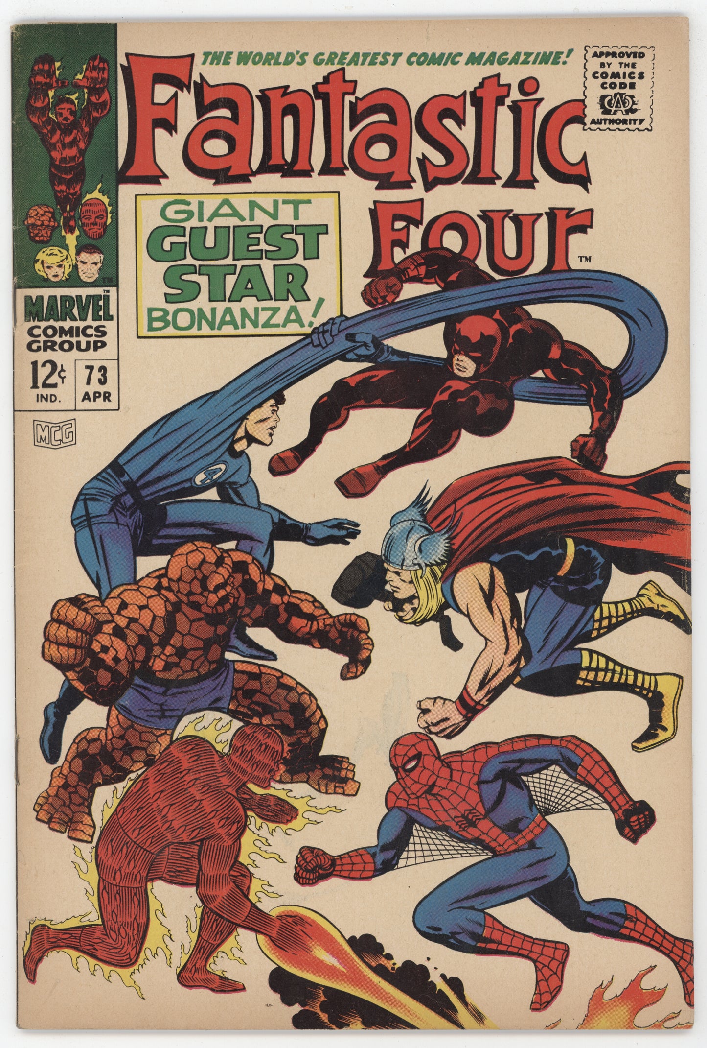 Fantastic Four 73 Marvel 1968 FN Daredevil Spider-Man Thor Stan Lee