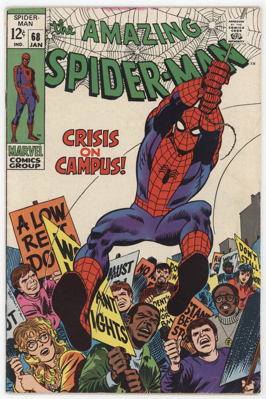 Amazing Spider-Man 68 Marvel 1969 FN Kingpin Protest Stan Lee John Romita