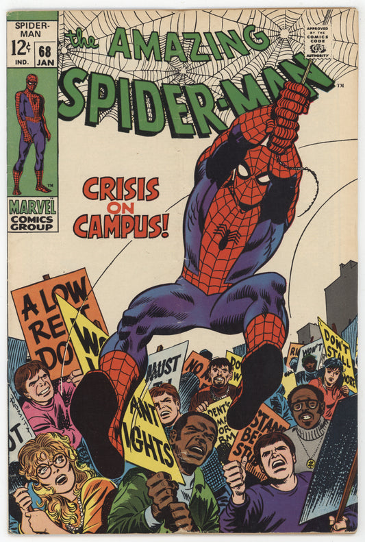 Amazing Spider-Man 68 Marvel 1969 FN Kingpin Protest Stan Lee John Romita