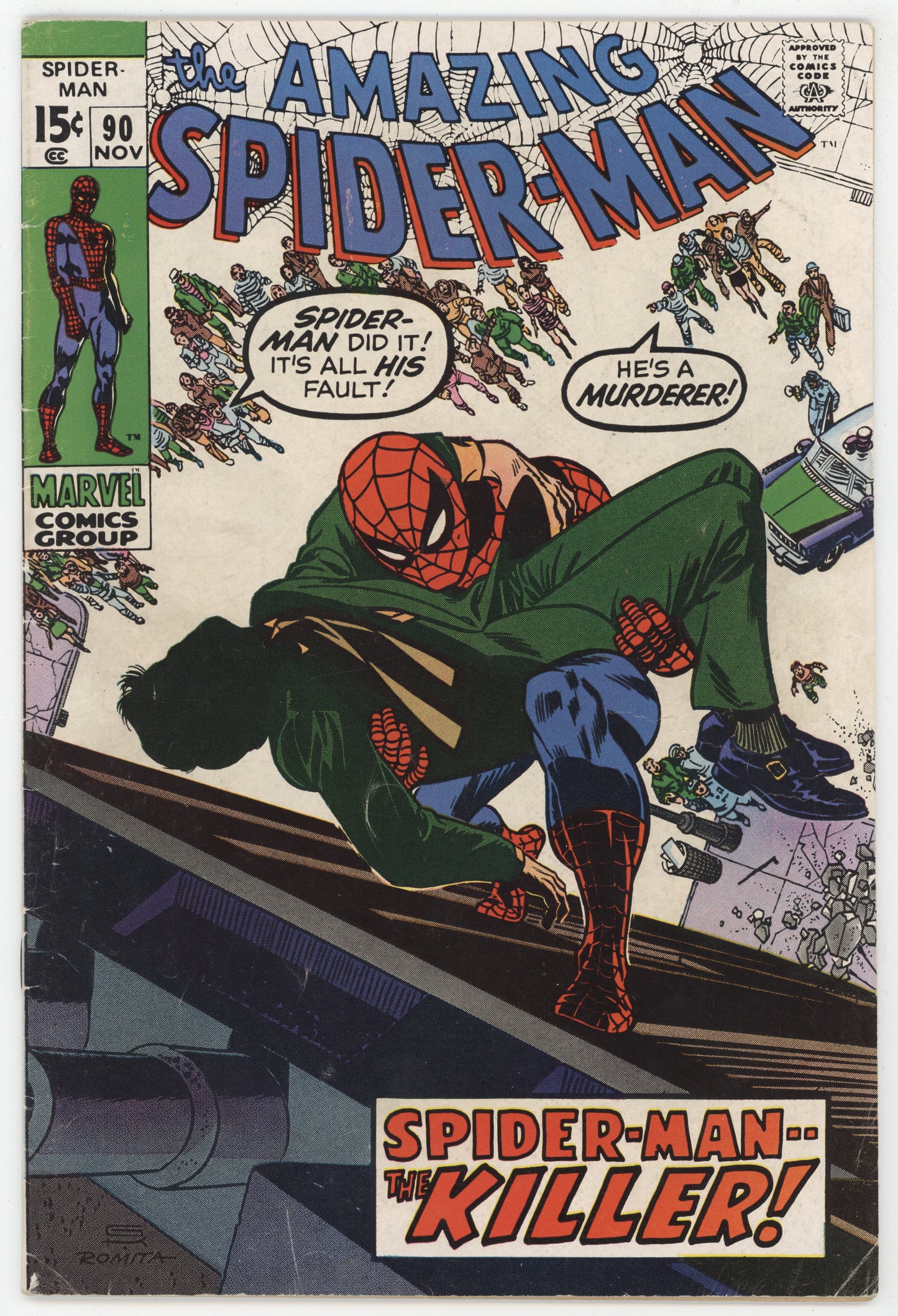 Amazing Spider-Man 90 Marvel 1970 FN Doctor Octopus Death Captain Stacy Gwen