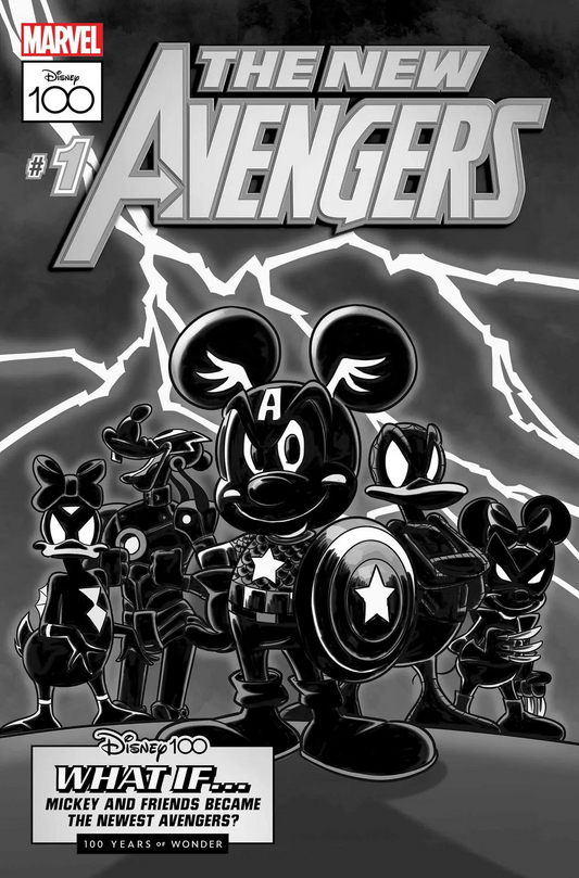 Amazing Spider-Man #25 1:100 Disney 100 Pastrovicchio New Avengers 1 BW Homage Variant (05/10/2023) Marvel