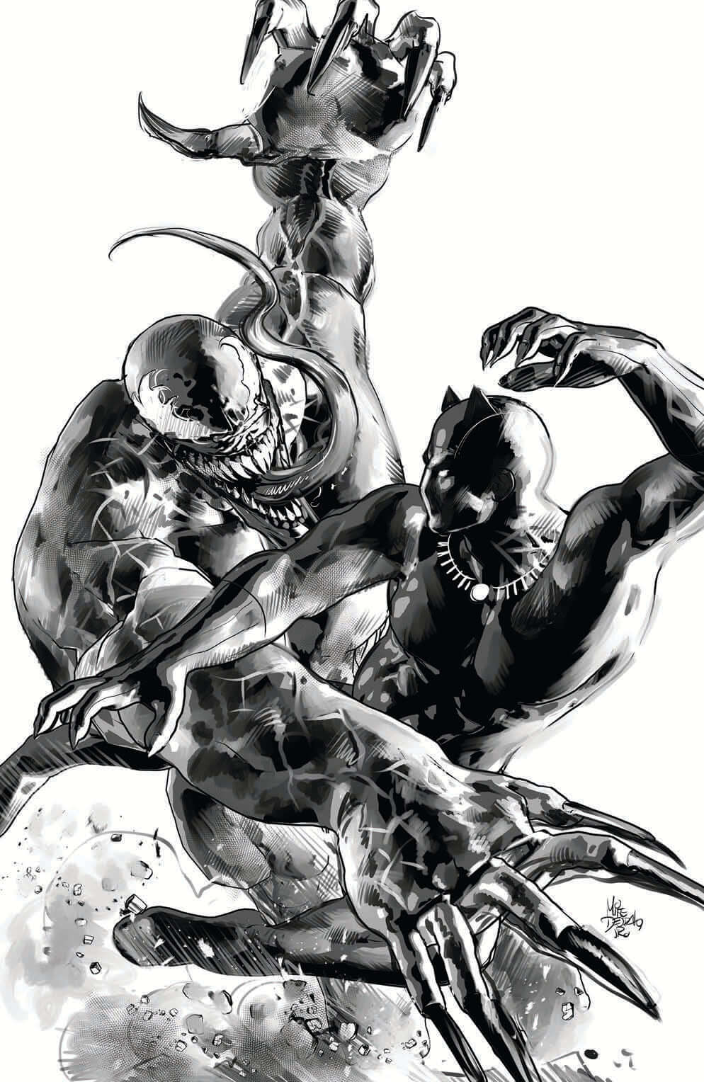 Black Panther 1 Marvel 2018 Mike Deodato Variant Trade Sketch Set Venom