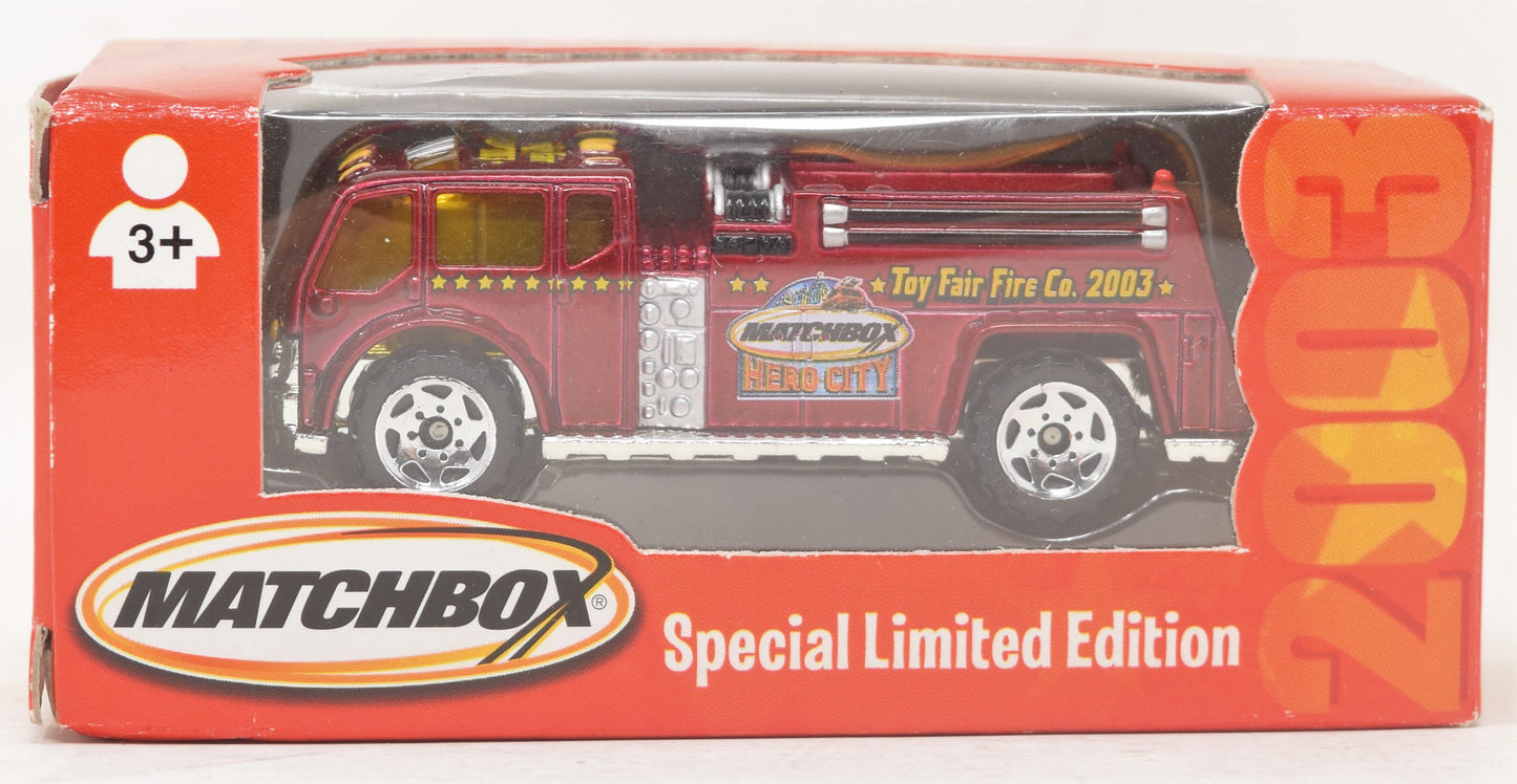 Matchbox Toy Fair 2003 Hero City Water Pumper Fire Truck Mattel