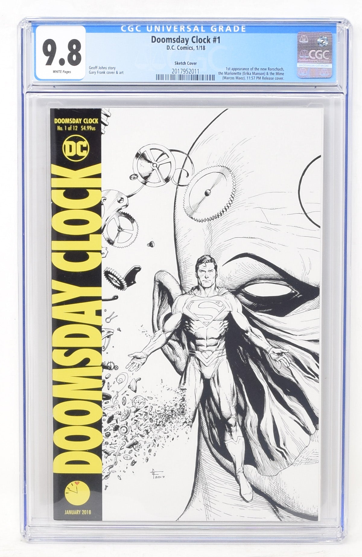 Doomsday Clock 1 DC 2018 CGC 9.8 Gary Frank 11:57 PM Sketch Variant Wa