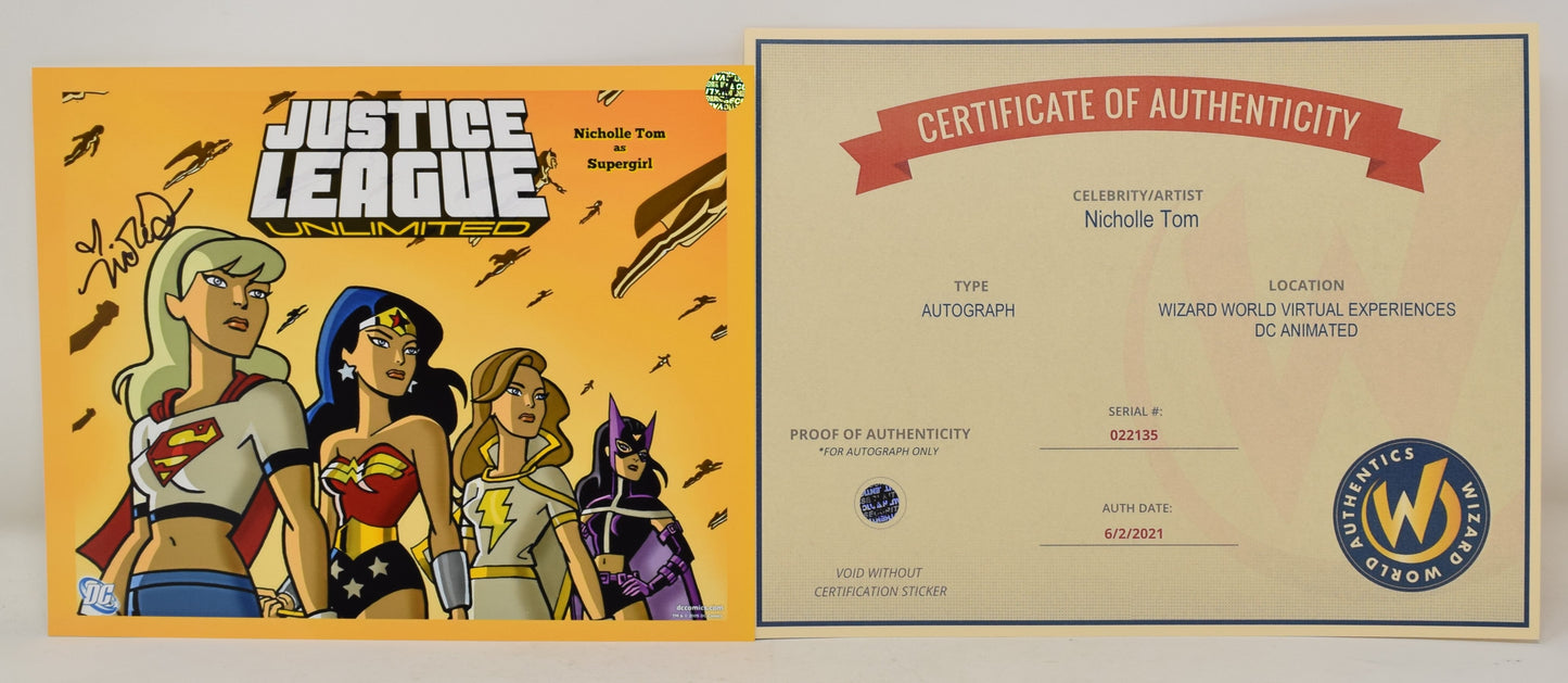 Nicole Tom Supergirl Justice League Unlimited Signed Autograph 8 x 10 Photo COA