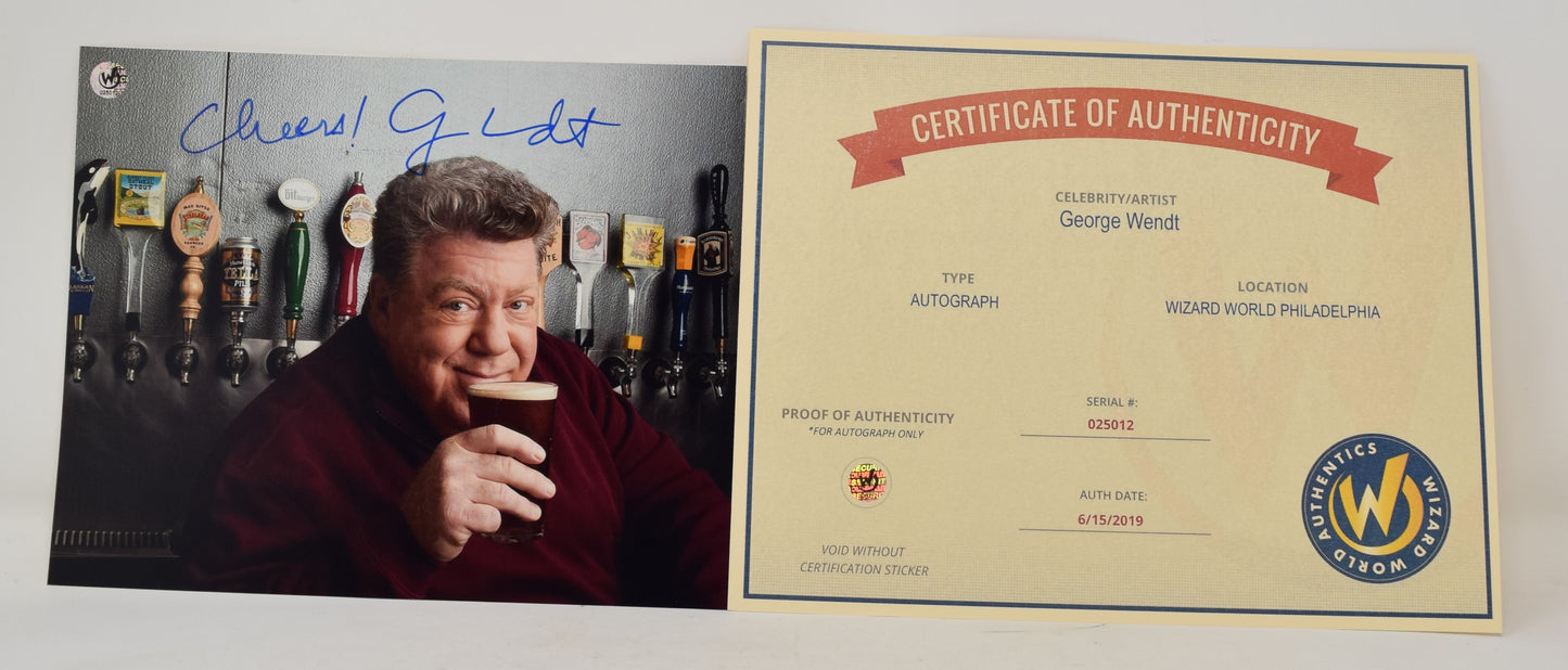 George Wendt Cheers Drinking Beer Signed Autograph 8 x 10 Photo COA