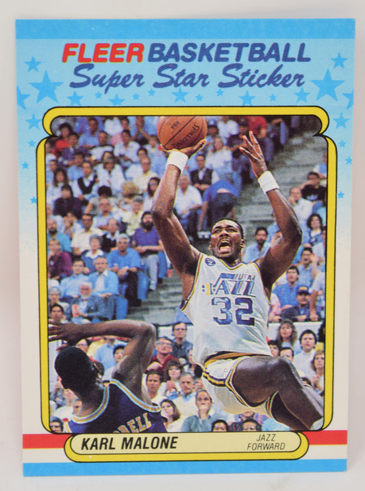 Karl Malone Fleer Super Star Sticker 1988-89 Basketball HOF Card 8