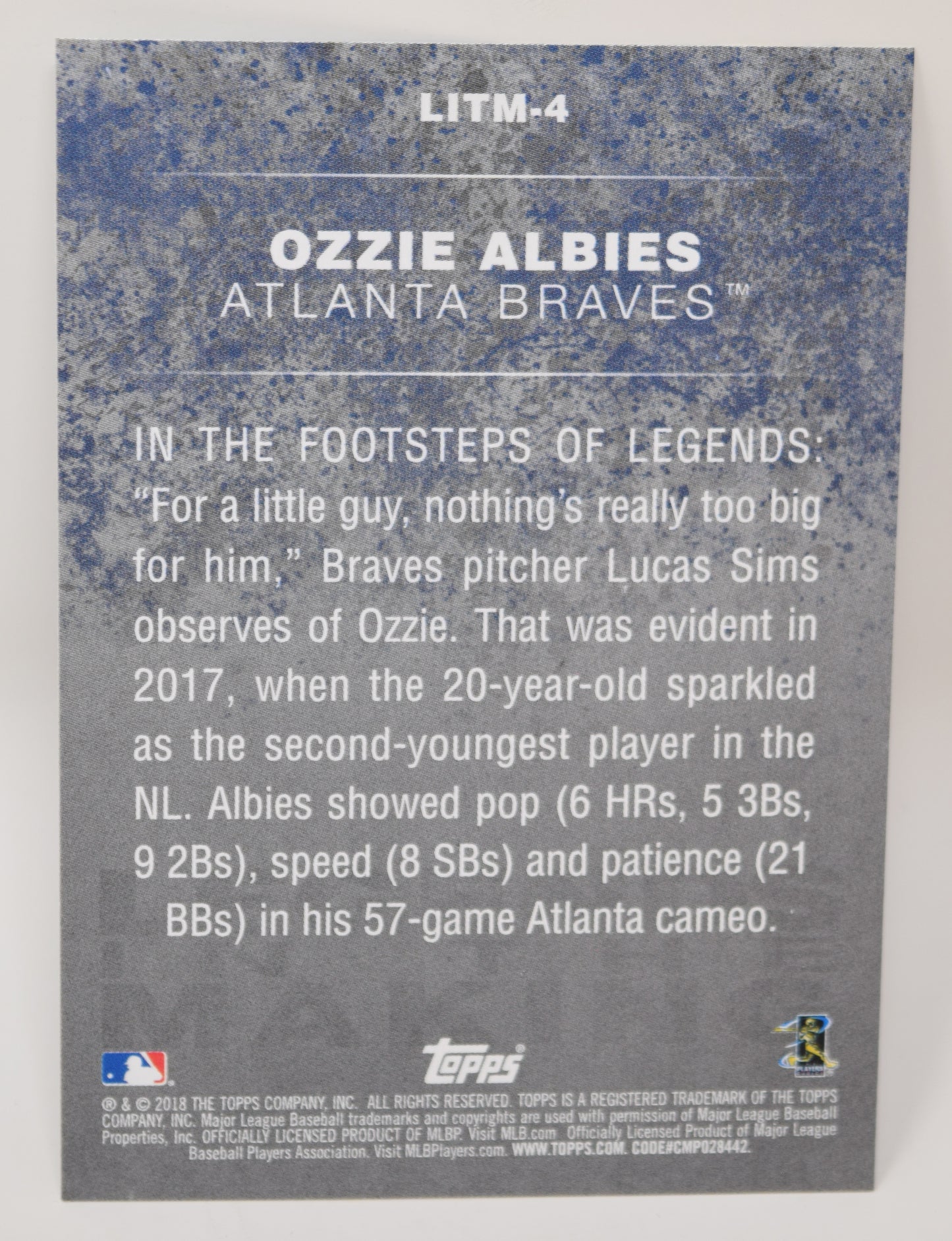 Ozzie Albies Topps 2018 Baseball Legend In Making RC Rookie Card Braves LITM-4