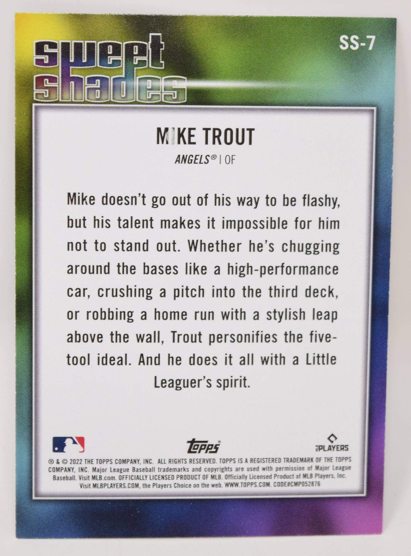 Mike Trout Topps 2022 Baseball Sweet Shades Los Angeles Angels Card SS-7