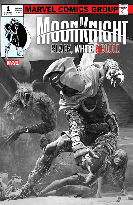 Moon Knight Black White Blood #1 (of 4) Bjorn Barends Werewolf By Night 32 Homage Variant (05/11/2022) Marvel