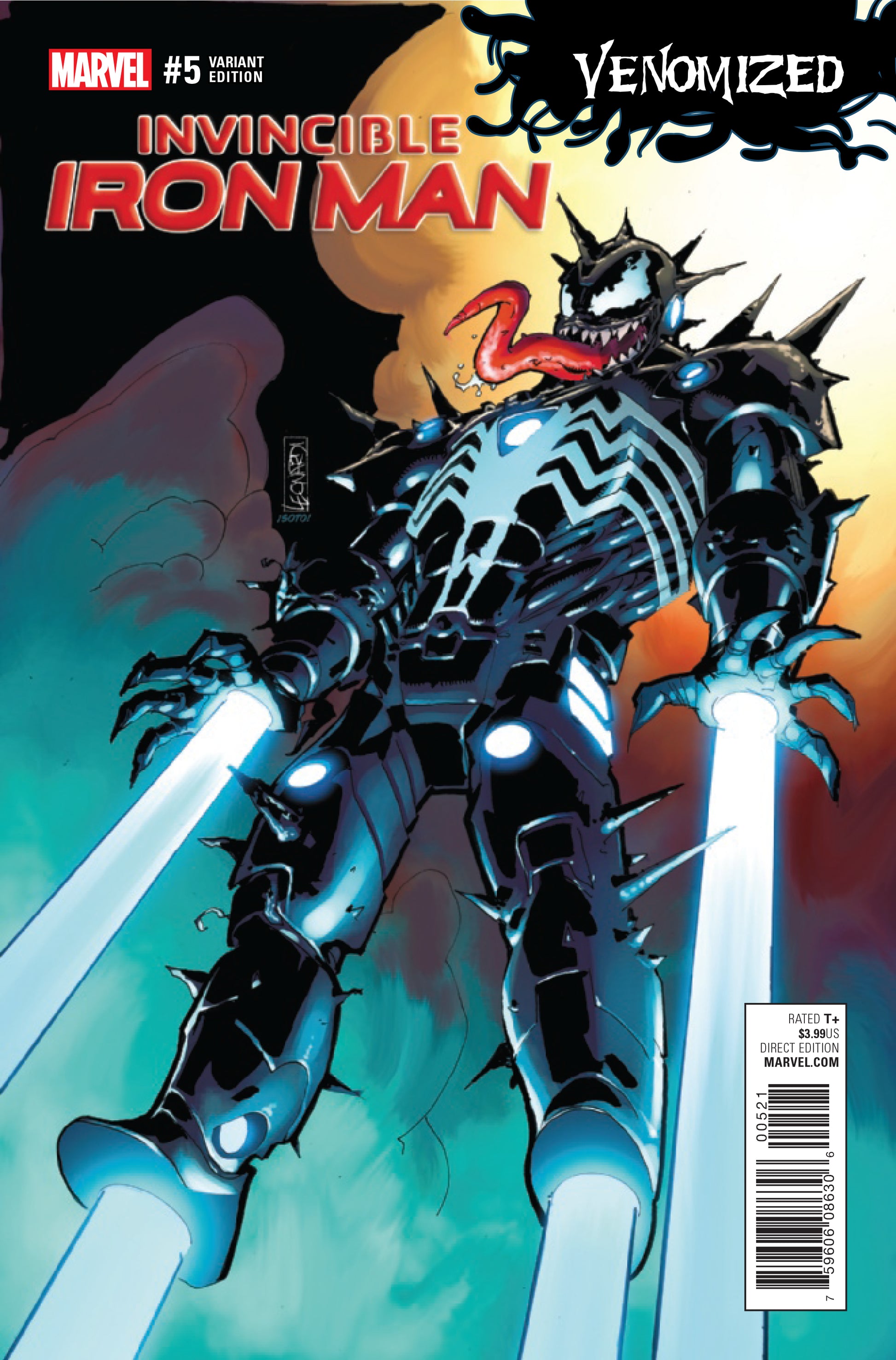 Invinicble Iron Man #5 Marvel 2017 NM+ 9.8 Rick Leonardi Venomized Venom Variant - Golden Apple Comics