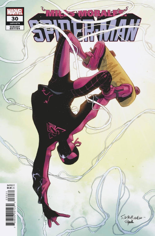 Miles Morales Spider-Man #30 B Sara Pichelli Variant Skateboard Handstand (09/29/2021) Marvel