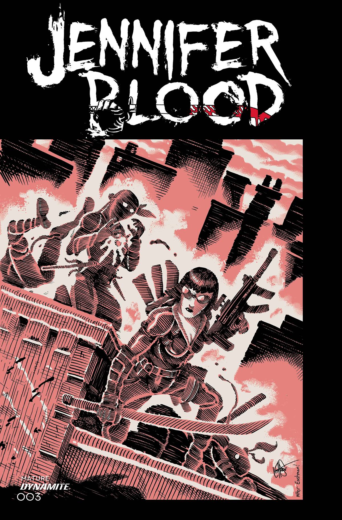 Jennifer Blood #3 L Ken Haeser TMNT Homage FOC Bonus Variant (Mr) (12/01/2021) Dynamite