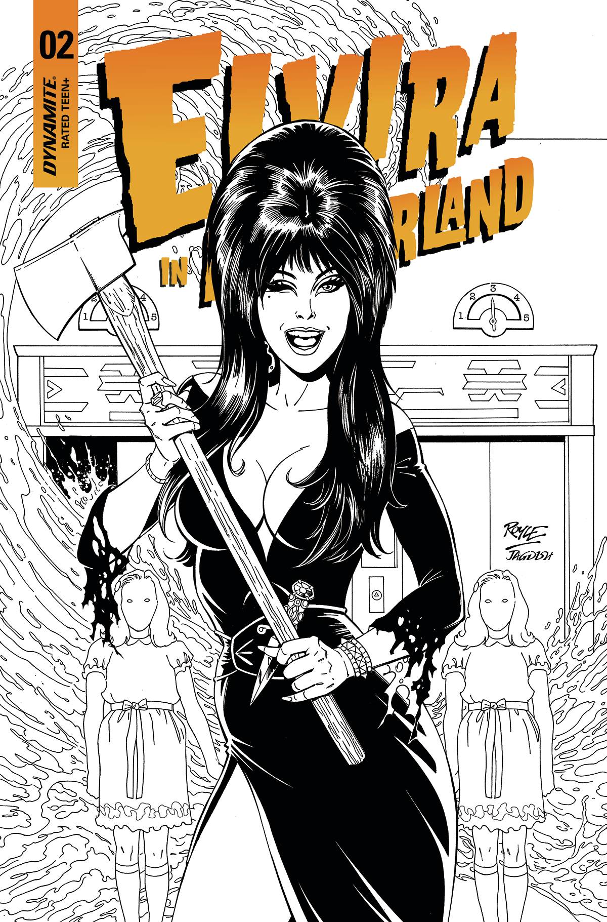 Elvira In Horrorland #2 F 1:15 John Royle B&W Variant (06/22/2022) Dynamite