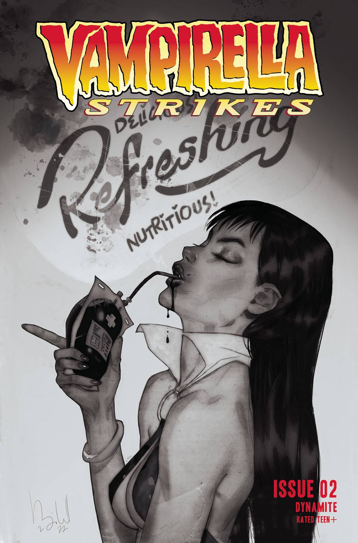 Vampirella Strikes #2 P 1:7 Ben Caldwell B&W FOC Bonus Variant (06/08/2022) Dynamite