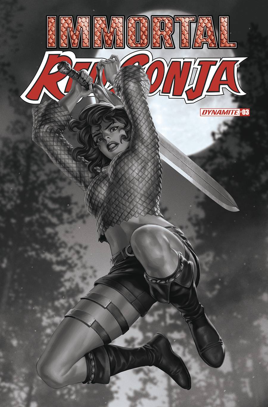 Immortal Red Sonja #3 P 1:7 Jung-Geun Yoon B&W FOC Bonus Variant (06/15/2022) Dynamite