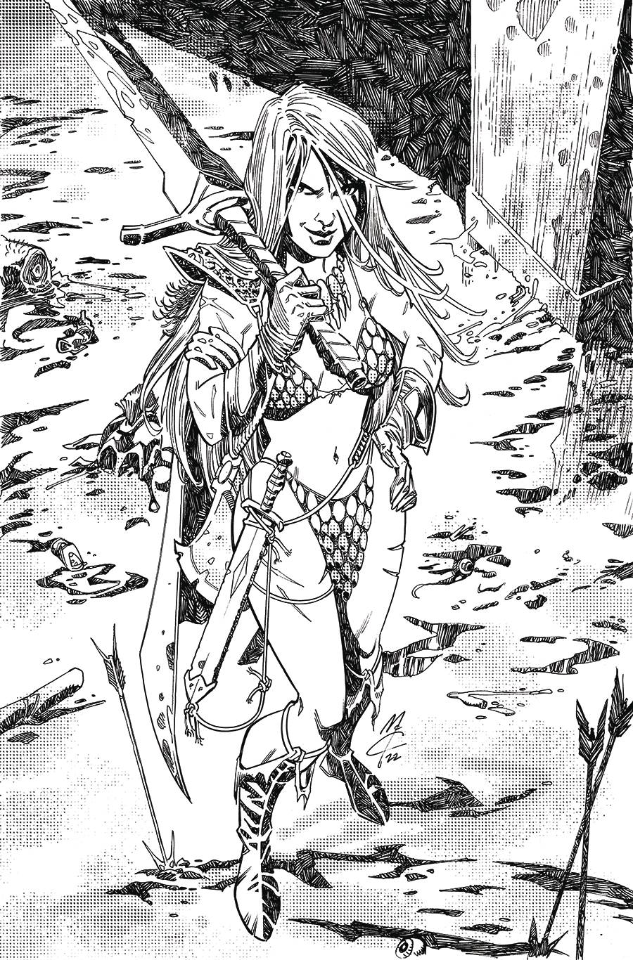 Immortal Red Sonja #3 R 1:10 John McRea Boys Homage B&W Virgin FOC Bonus Variant (06/15/2022) Dynamite