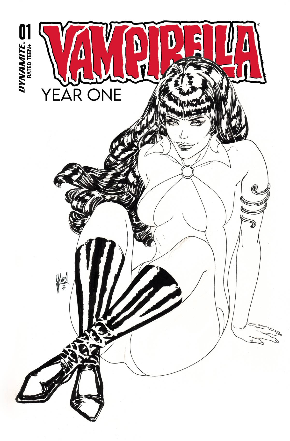 Vampirella Year One #1 Z 1:7 Guillem March B&W FOC Bonus Variant (07/27/2022) Dynamite