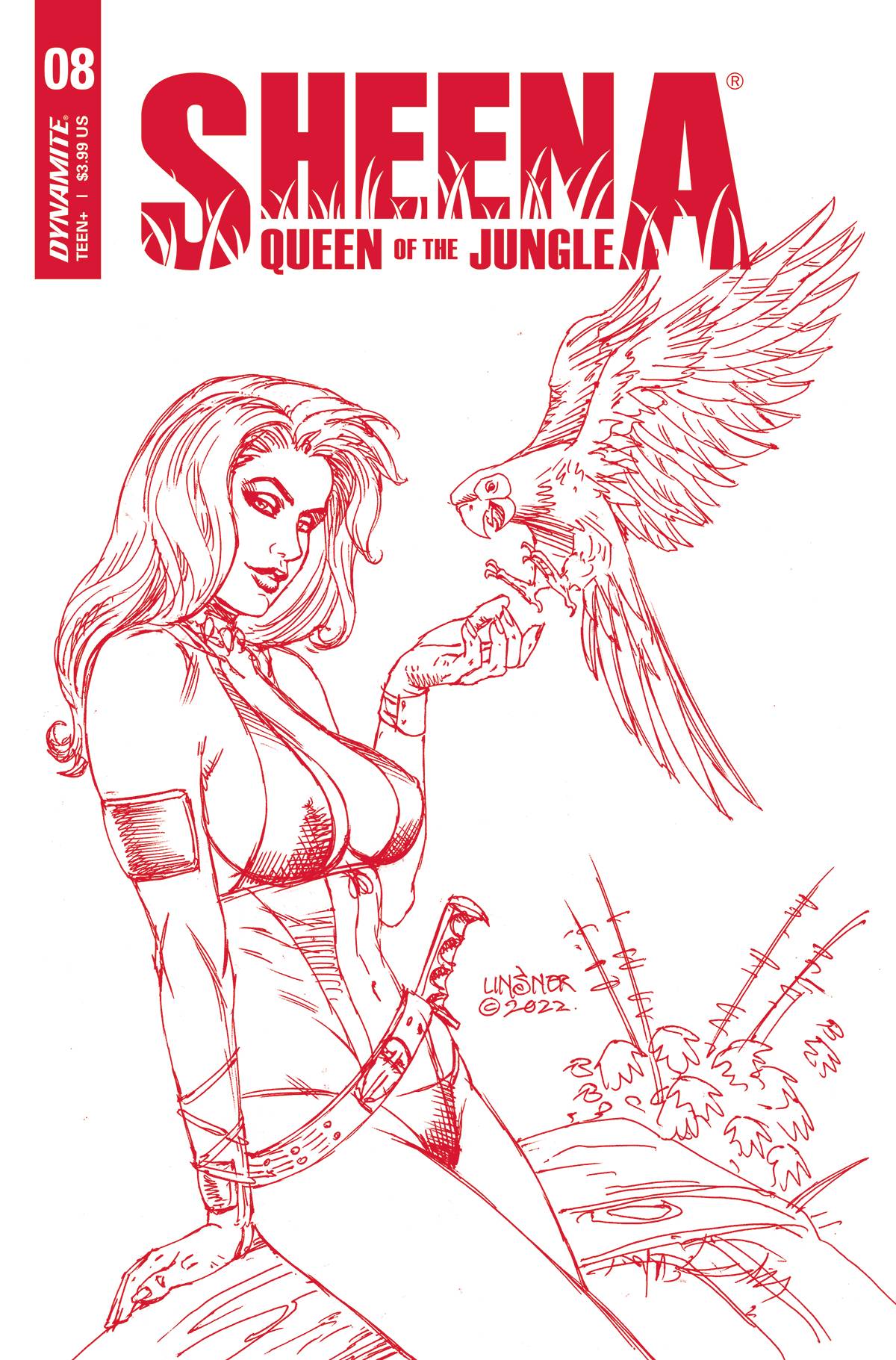 Sheena Queen Jungle #8 P 1:10 FOC Joseph Michael Linsner Fiery Red Variant (08/10/2022) Dynamite