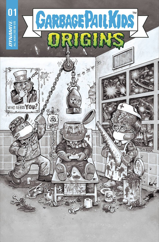 Garbage Pail Kids Origins #1 F 1:10 Tom Bunk B&W Variant (10/05/2022) Dynamite