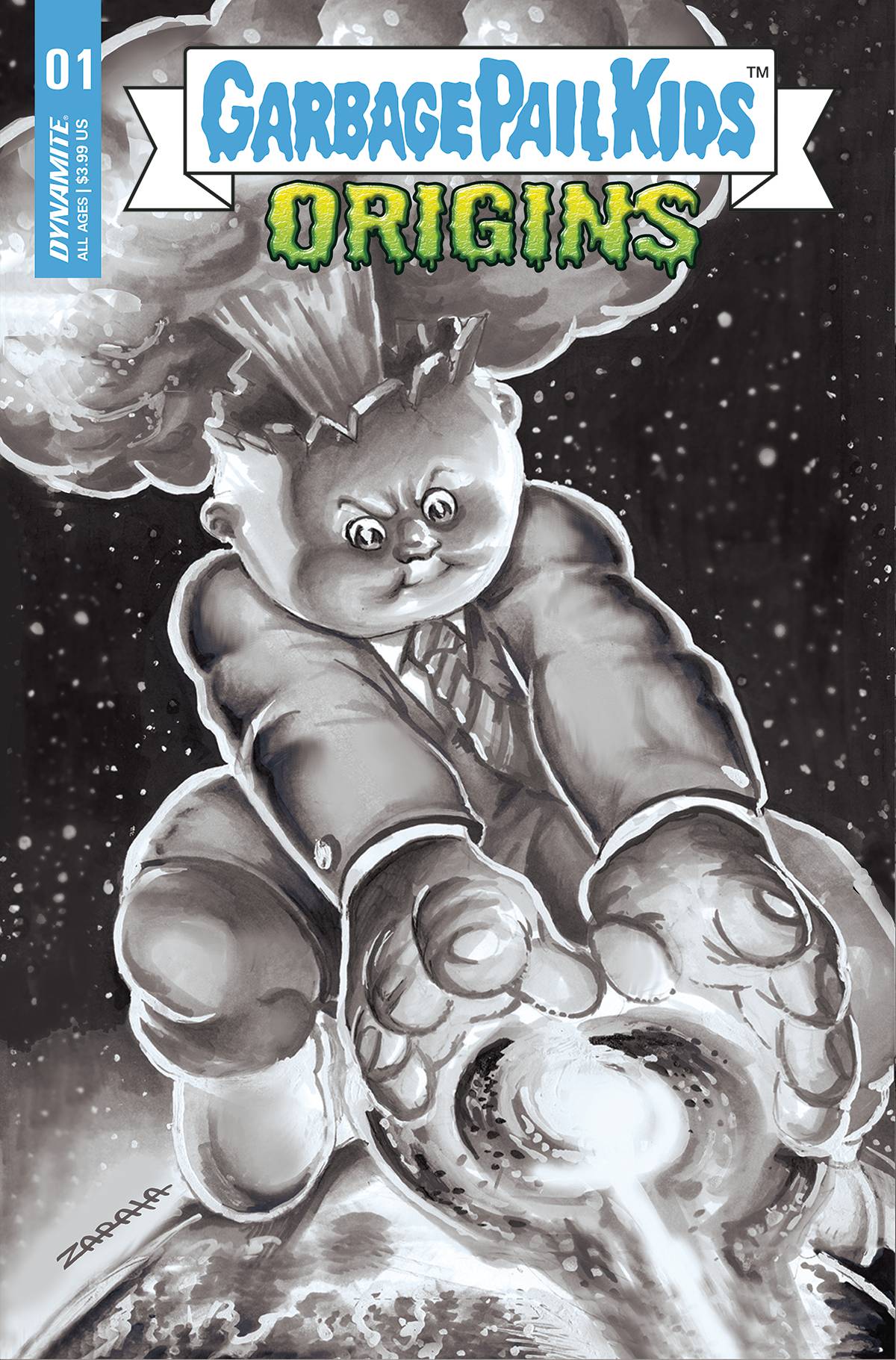 Garbage Pail Kids Origins #1 G 1:20 Jeff Zapata B&W Variant (10/05/2022) Dynamite