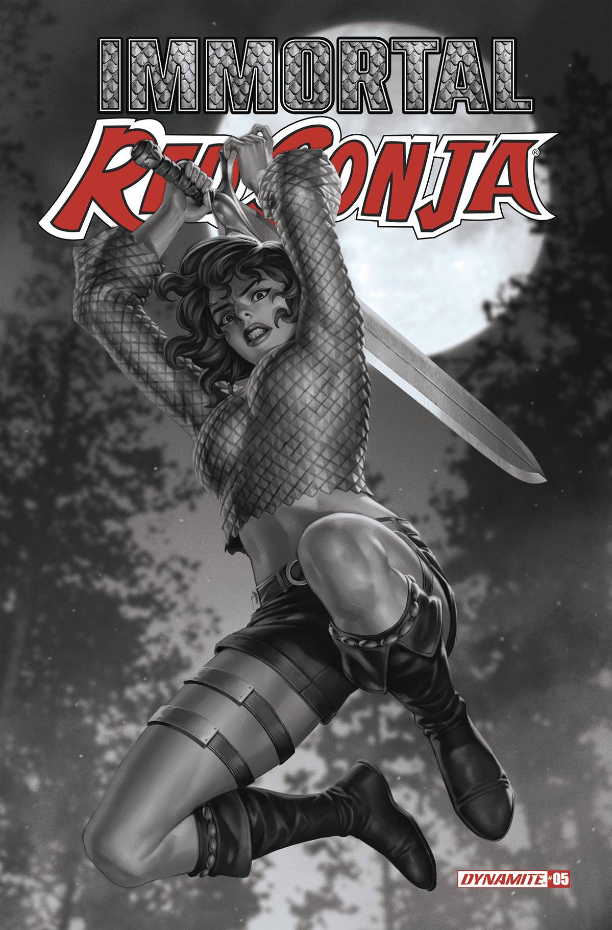 Immortal Red Sonja #5 O 1:7 FOC Jung Geun Yoon BW Variant (08/17/2022) Dynamite