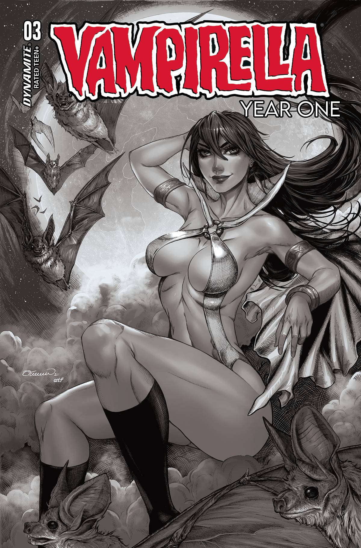 Vampirella Year One #3 T FOC 1:7 Collette Turner B&W Variant (09/28/2022) Dynamite