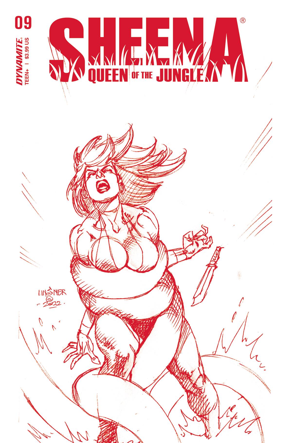 Sheena Queen Jungle #9 P 1:10 Joseph Michael Linsner Fiery Red FOC Variant (09/07/2022) Dynamite