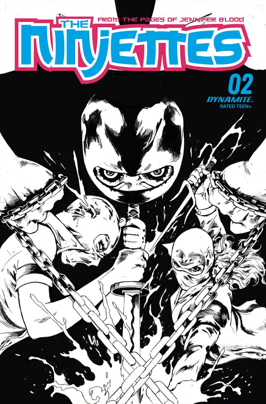 Ninjettes #2 (Of 5) M 1:7 Jonathan Lau B&W FOC Variant (10/12/2022) Dynamite