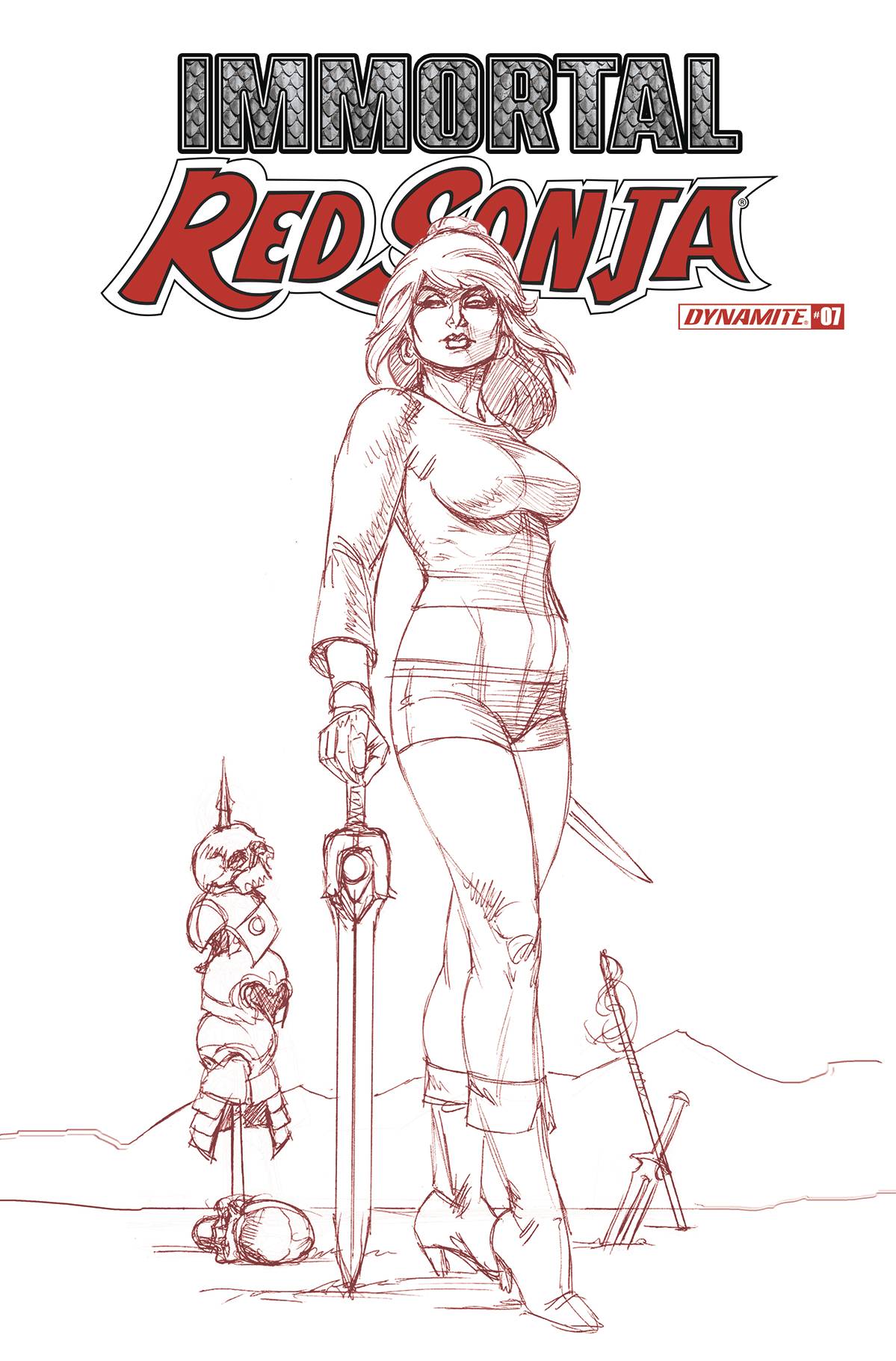 Immortal Red Sonja #7 Q 1:10 Joseph Michael Linsner Fiery Red FOC Variant (10/19/2022) Dynamite