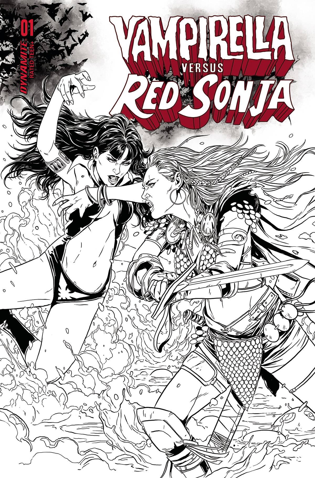 VAMPIRELLA VS RED SONJA #1 U 1:7 LAMING B&W Variant (11/02/2022) Dynamite