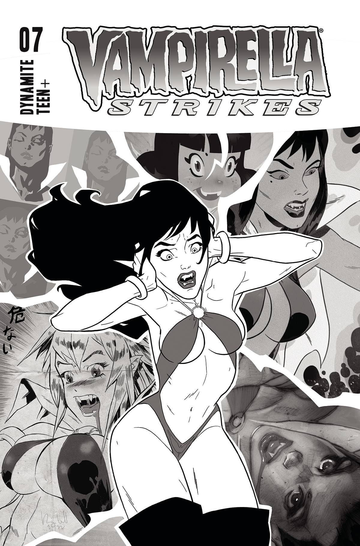 Vampirella Strikes #7 O 1:7 Foc Ben Caldwell B&W Variant (11/23/2022) Dynamite