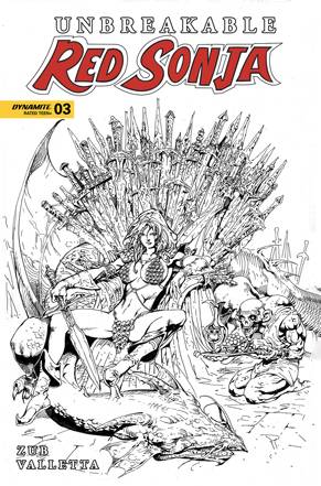 Unbreakable Red Sonja #3 P 1:7 Roberto Castro B&W Variant (12/21/2022) Dynamite