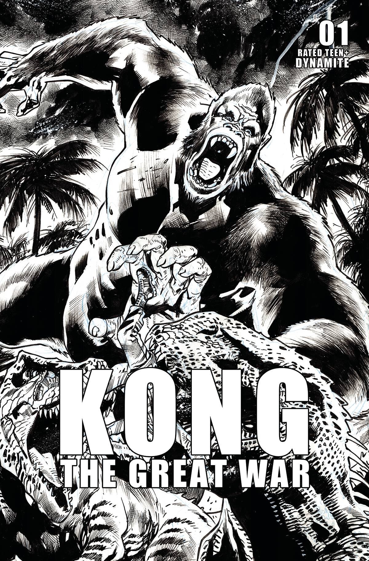 Kong Great War #1 F 1:10 Bryan Hitch B&W Variant (03/01/2023) Dynamite
