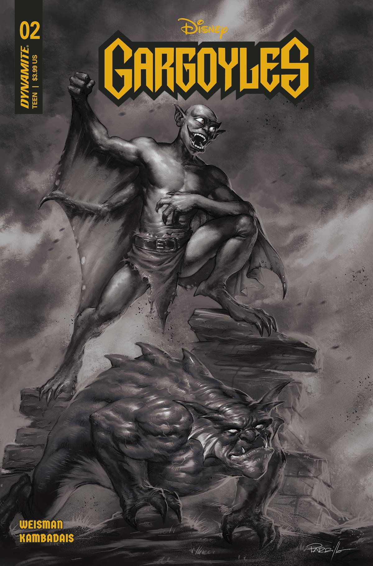 Gargoyles #2 Y 1:10 Foc Lucio Parrillo B&W Variant (01/18/2023) Dynamite