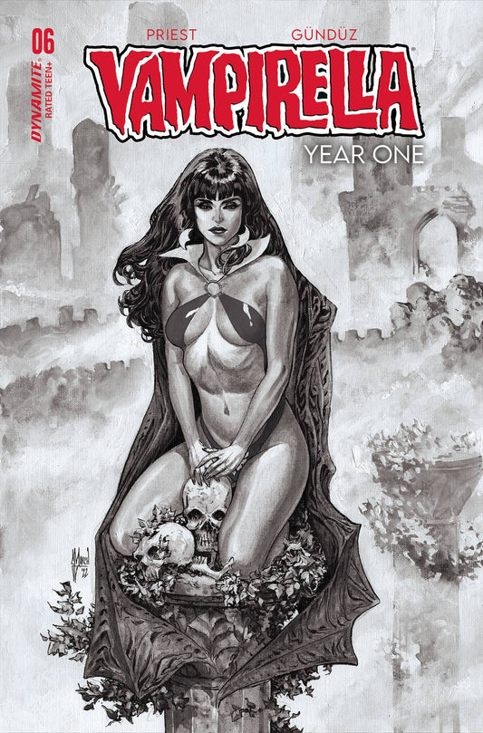 Vampirella Year One #6 Q 1:7 Foc Guillem March B&W Variant (03/29/2023) Dynamite