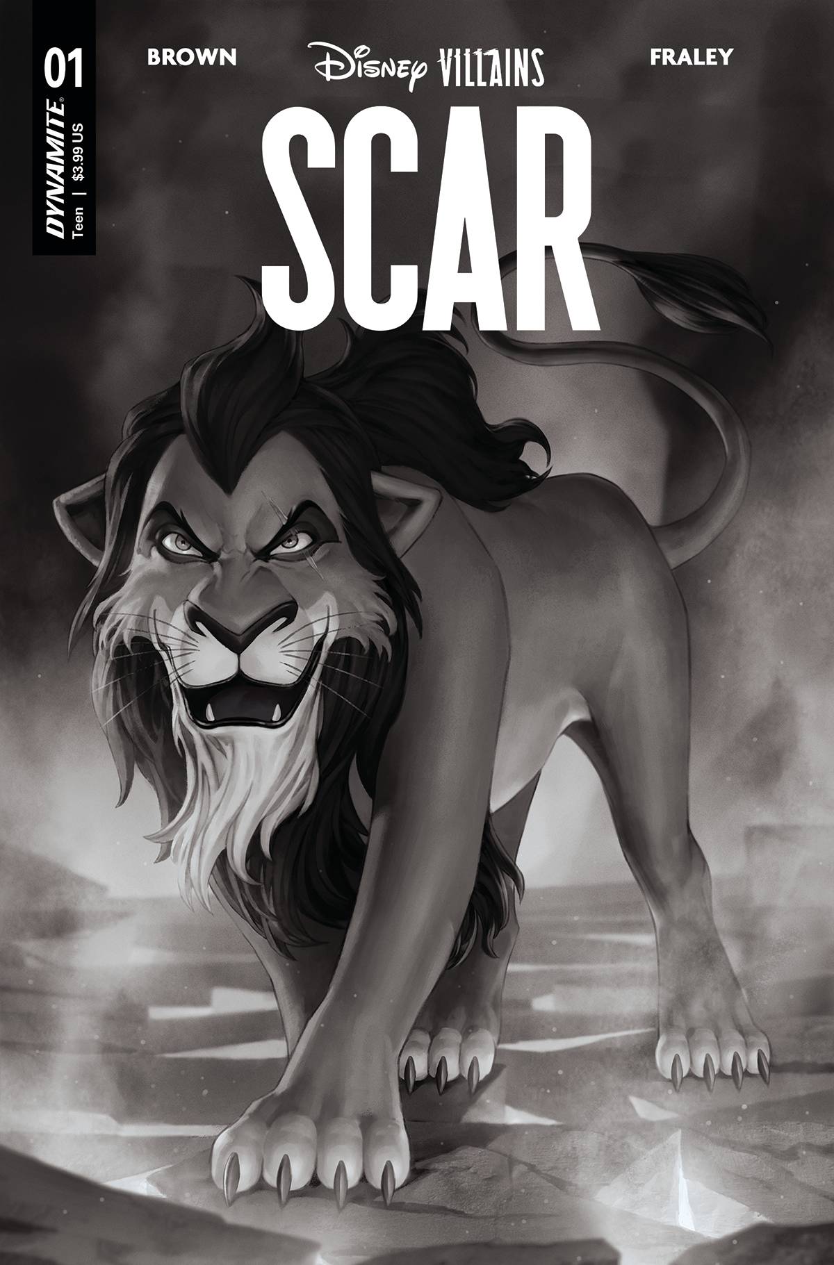 DISNEY VILLAINS SCAR #1 Z FOC 1:7 JUNGGEON YOON B&W Variant (04/05/2023) Dynamite