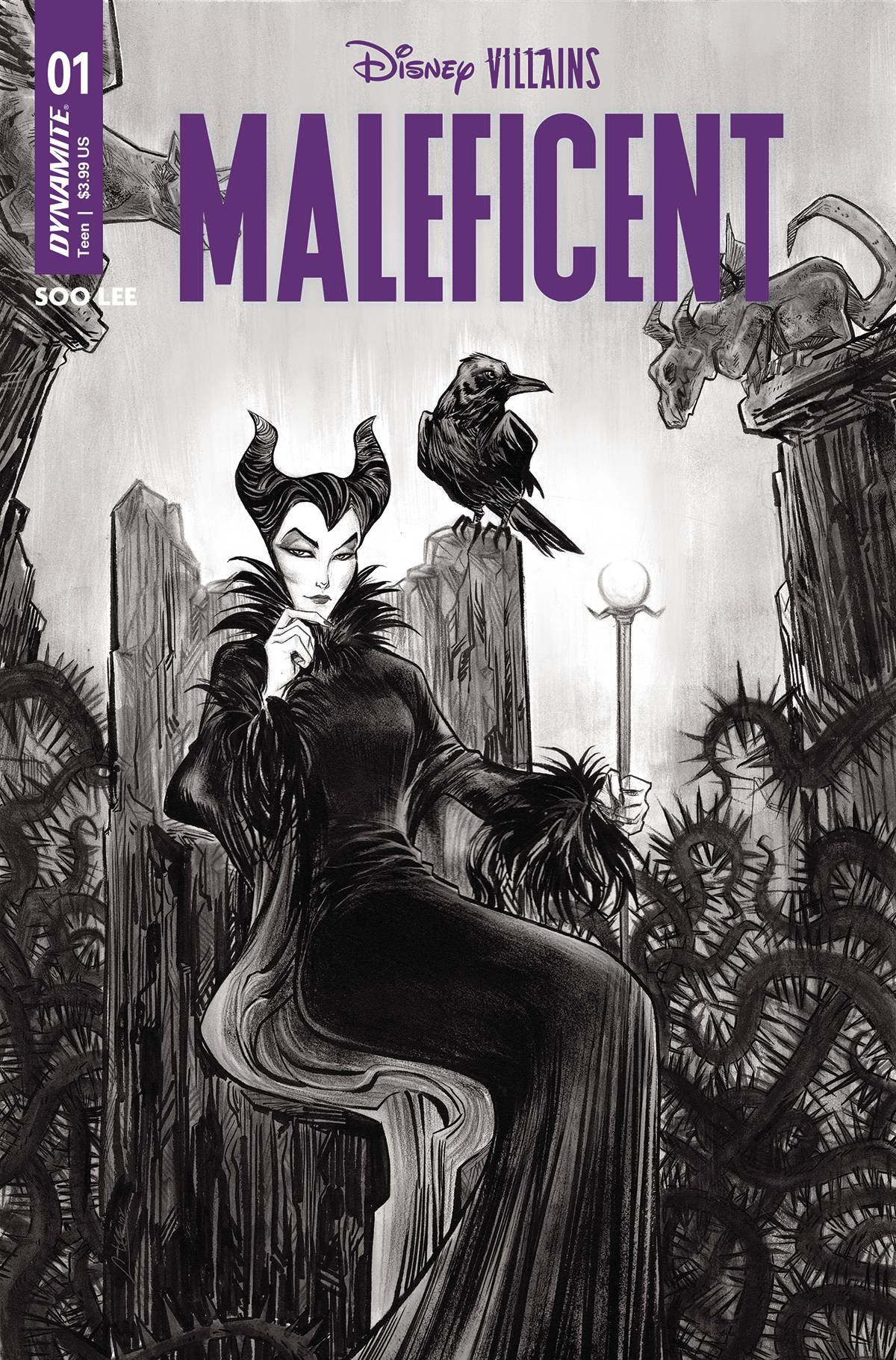 Disney Villains Maleficent #1 Za 1:10 Foc Soo Lee B&W Variant (05/17/2023) Dynamite