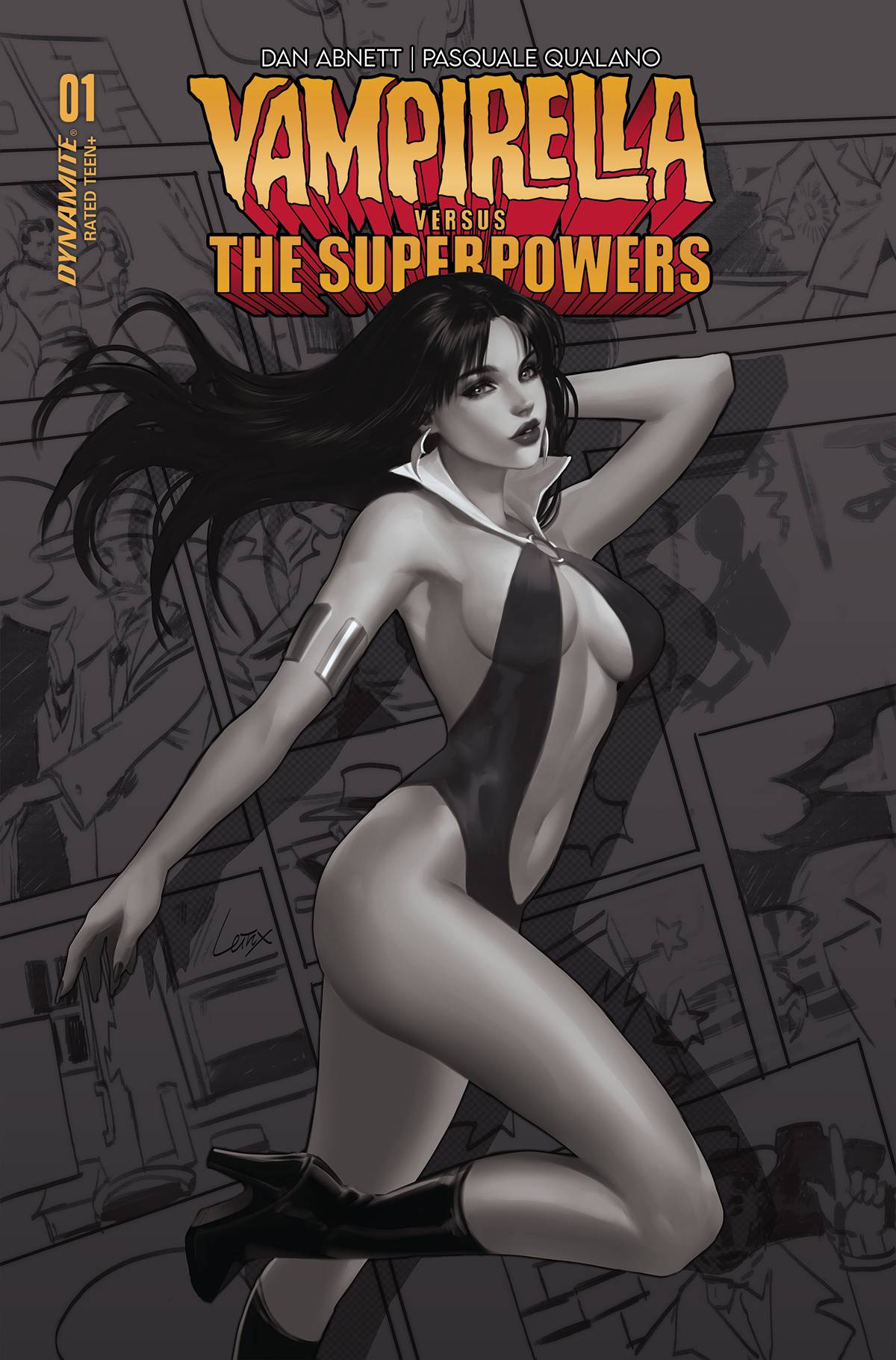 Vampirella Vs Superpowers #1 V 1:7 Foc Leirix Li B&W Variant (05/24/2023) Dynamite