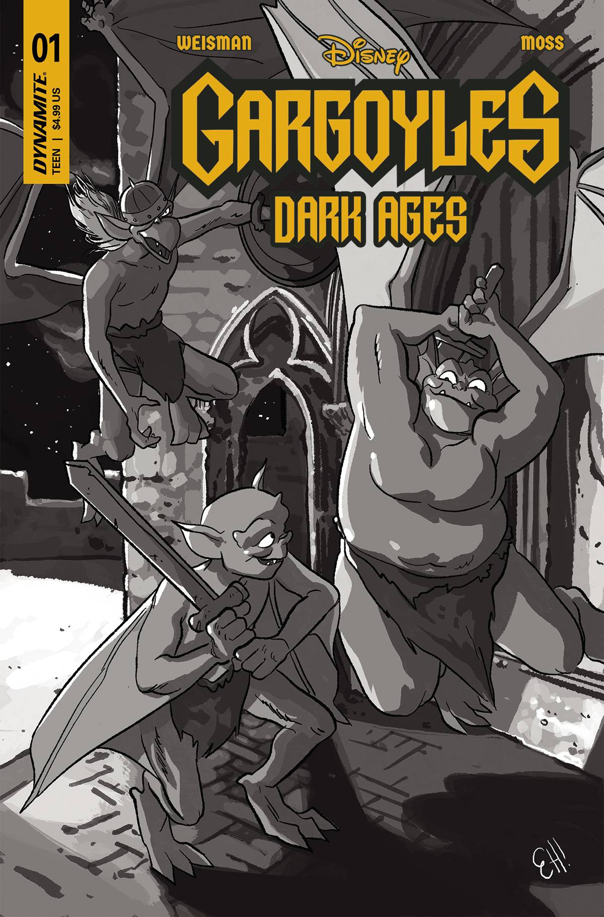 Gargoyles Dark Ages #1 Zc 1:7 Foc Erica Henderson B&W Variant (07/05/2023) Dynamite