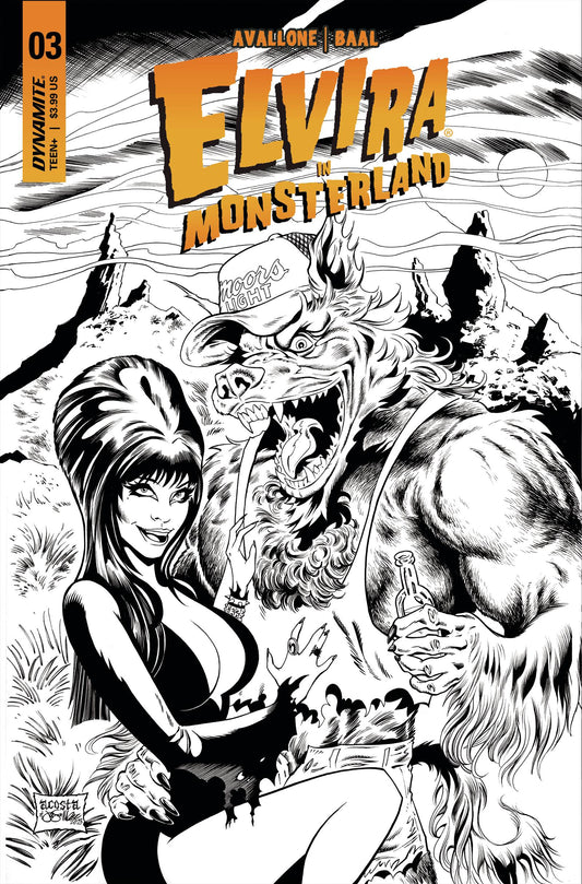 Elvira In Monsterland #3 K 1:7 Foc Dave Acosta B&W (07/19/2023) Dynamite