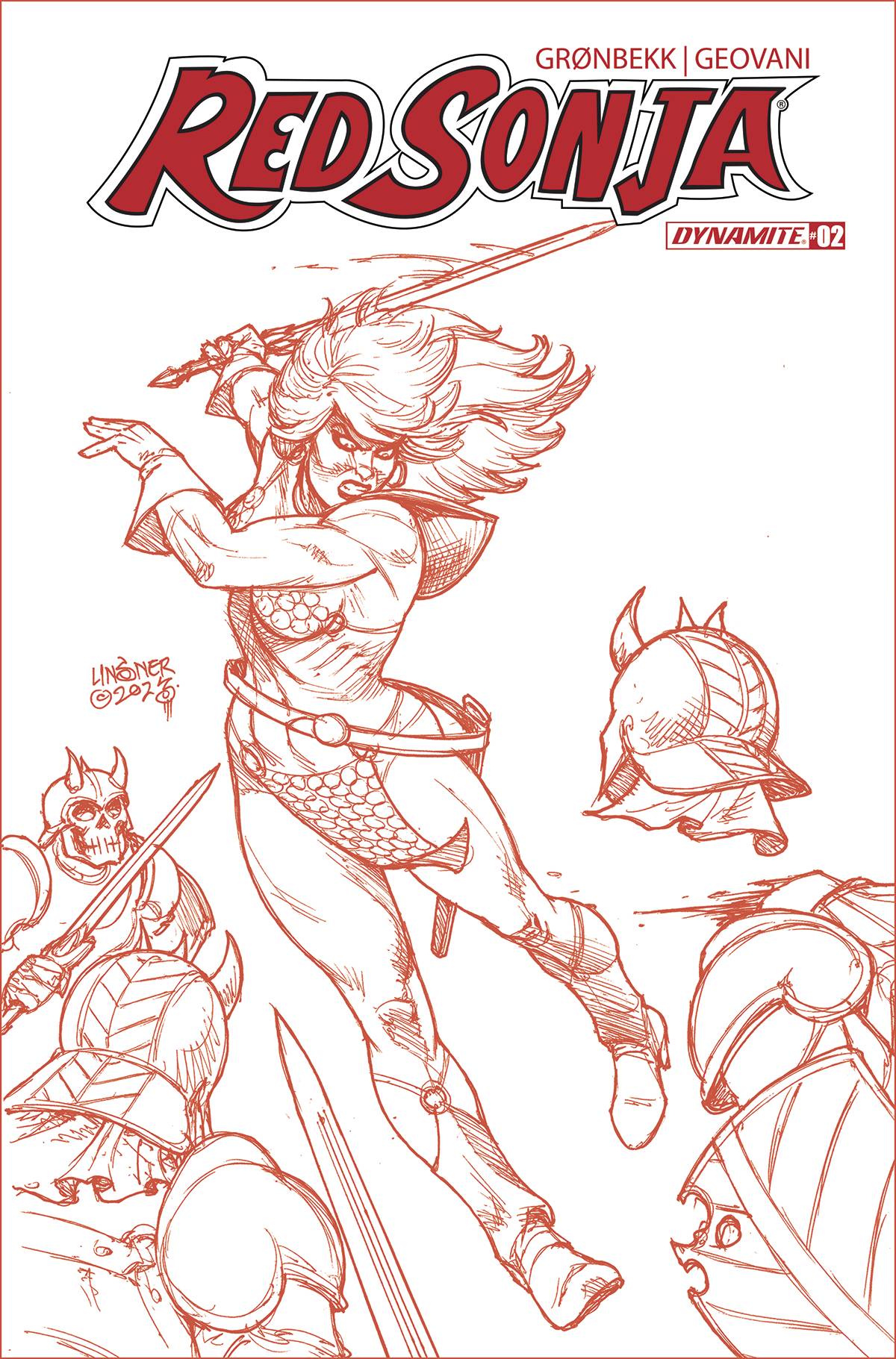 Red Sonja 2023 #2 Zg 1:10 Foc Joseph Michael Linsner Fiery Red Variant (08/16/2023) Dynamite