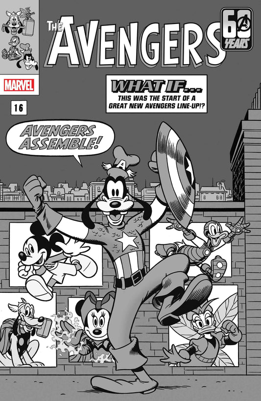 Amazing Spider-Man #45 E 1:100 Disney 100 Avengers 14 Homage Bw Variant (03/13/2024) Marvel